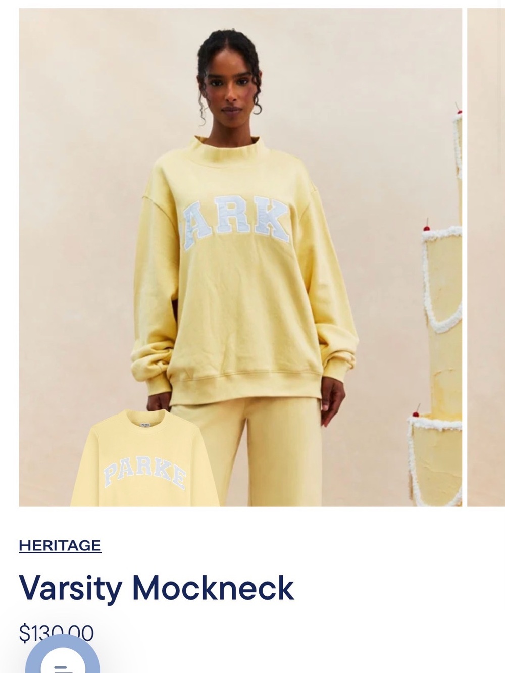 PARKE Varsity Mockneck Sweatshirt in Banana Cream - Birthday (sold out)